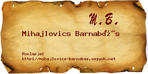 Mihajlovics Barnabás névjegykártya